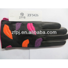 fashion sex girls pink leather gloves